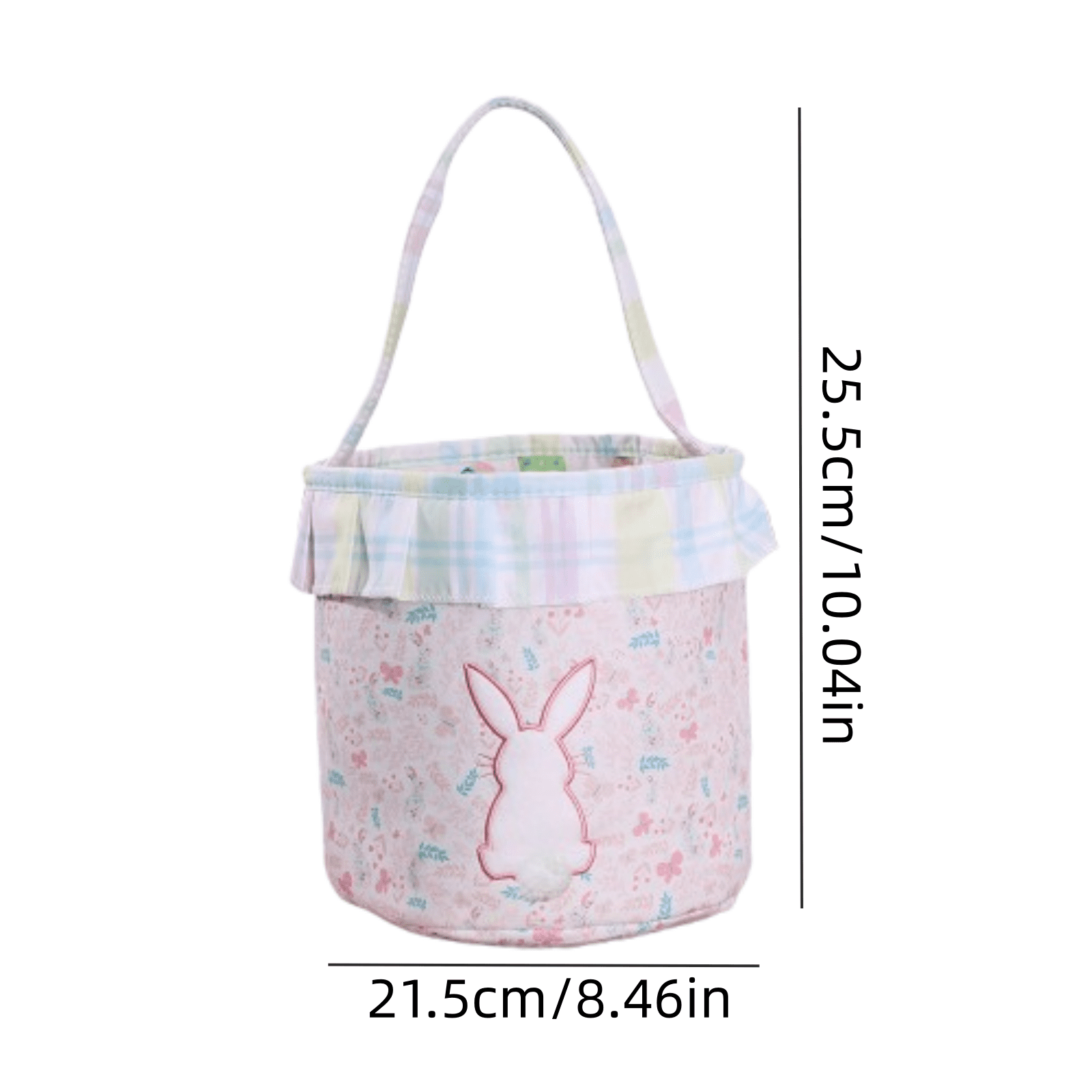 REZUOFI 4 Pcs Easter Basket with Ruffled Design Floral Pattern Storage Tote Bag for Egg Hunt Party Decoration Home Organizer Reusable Foldable Carryall