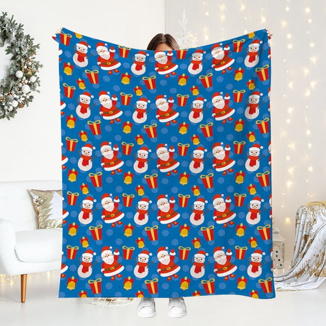 Manta navideña de felpa para niños y adultos | Tela suave de franela | 100 x 70 cm, acogedora manta para sofá, cama, oficina y viajes | Regalo navideño