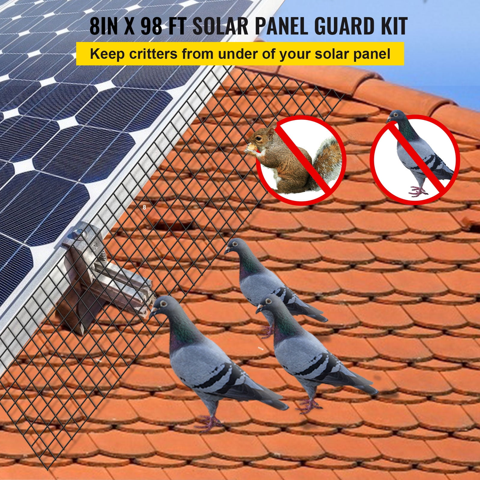 VEVOR Solar Panel Bird Wire, 8inch x 98ft Critter Guard Roll Kit, Solar  Panel Guard w/ 50pcs Tie Wires, Removable PVC Coated Guard Wire Roll Kit  for 