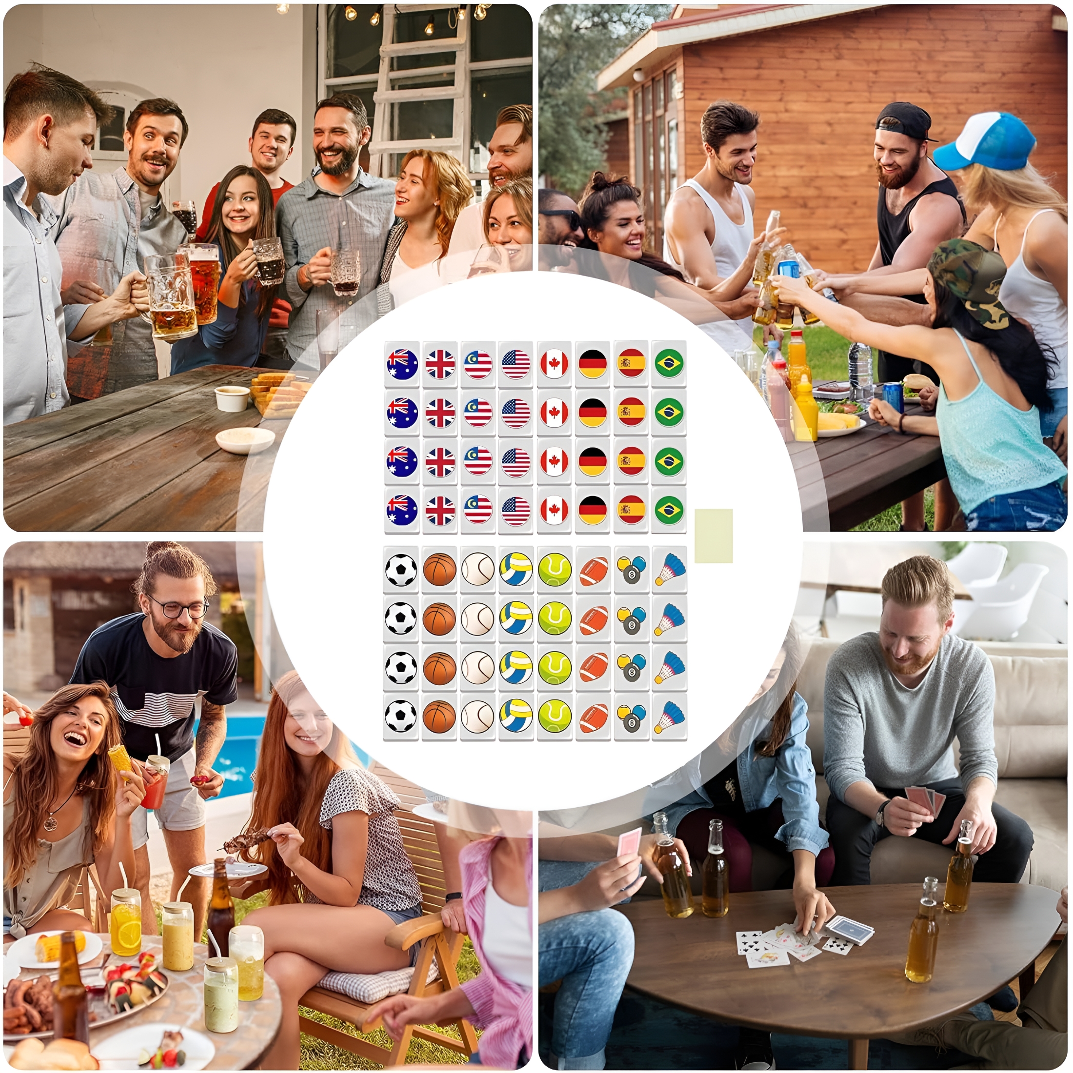 BESTSKY Seaside Escape Game Blocks,Family Party Games Mahjong Tiles Set,Seaside Game Mahjong Sets Design Colored Flags for Easy Recognition and Operation,Mahjong Tile Set for Spring Picnic