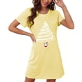 thumbnail image 5 of Chemises de Nuit Grande Taille pour Femmes, Noël, Manches Courtes, Robe de Nuit, Col Rond, Jaune, 4TG, 5 of 5