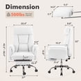 thumbnail image 4 of Genpo Cross Legged Office Chair, Criss Cross Desk Chair with Wheels, White Teddy Fleece Big and Tall Reclining Office Chair 500lbs with Foot Rest, Reversible Armrests & Wide Seat, 4 of 6