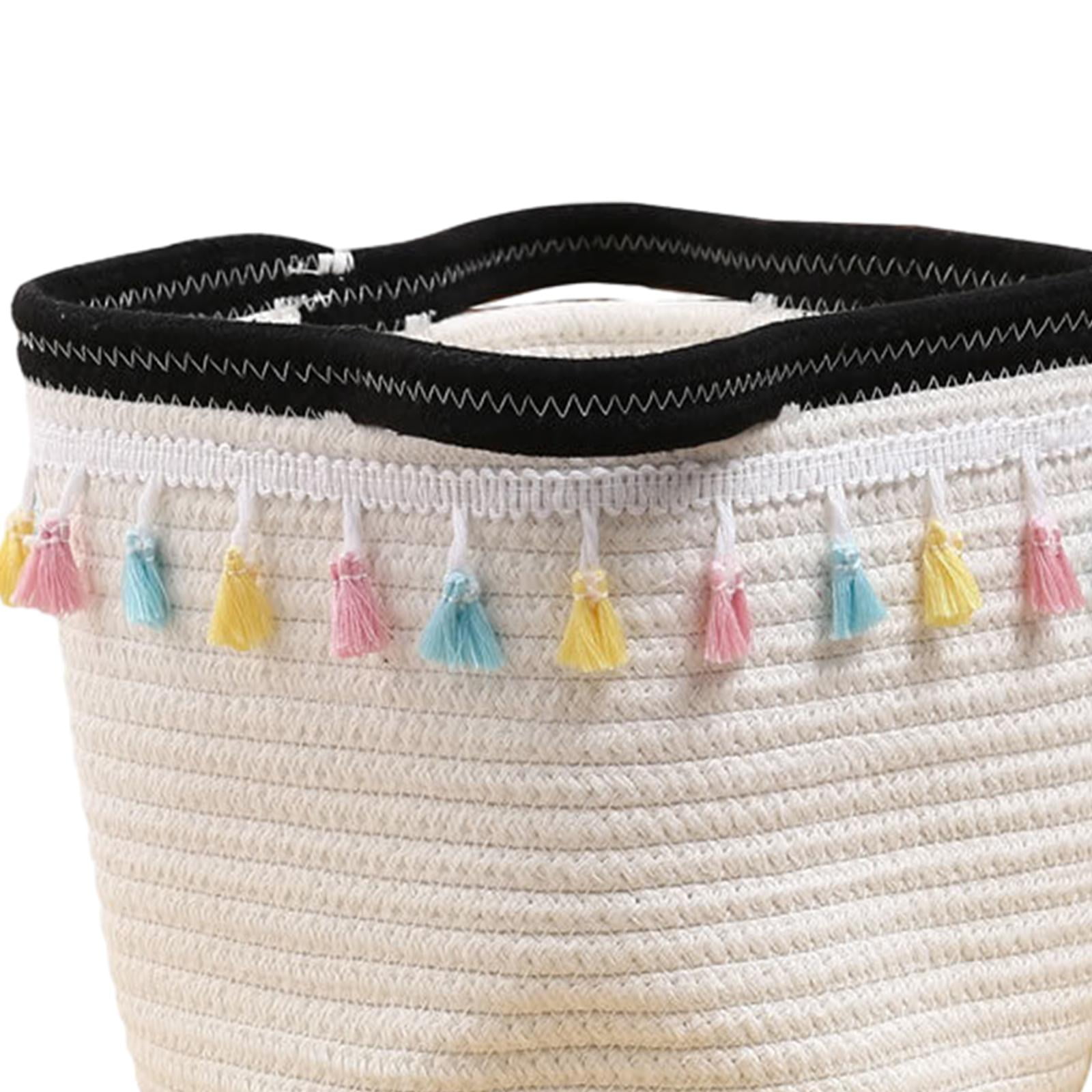 TISHITA Cotton Rope Storage Basket Baby Nursery Bin Portable Nordic Blanket Basket Laundry Hamper for Comforters Shoes Toiletry Socks