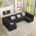 thumbnail image 6 of Corner sofa Compressed Sectional Sofa Modern Minimalist Style Corduroy Couch, Sleeper Sofa for Living Room, Bedroom, Comfy Compressed Sofa Couch Space-Efficient Design-black, 6 of 7