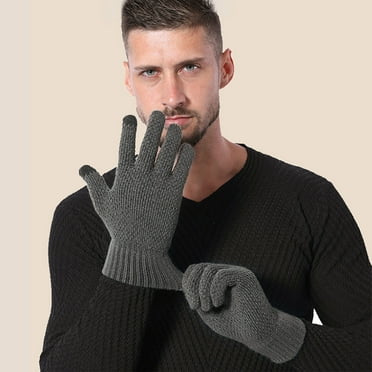Hamky Winter Gloves,Gloves for Men,Women Men Casual Snowman Embroidered Plush Full Finger Gloves Winter Warm Gloves,Knit Gloves,Warm Gloves A