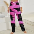 thumbnail image 3 of Pink Ribbon Lace Pattern Winter Female Pants Flannel High Waist Women Pants Lady Warm Straight Leg Plush Trousers, 3 of 7