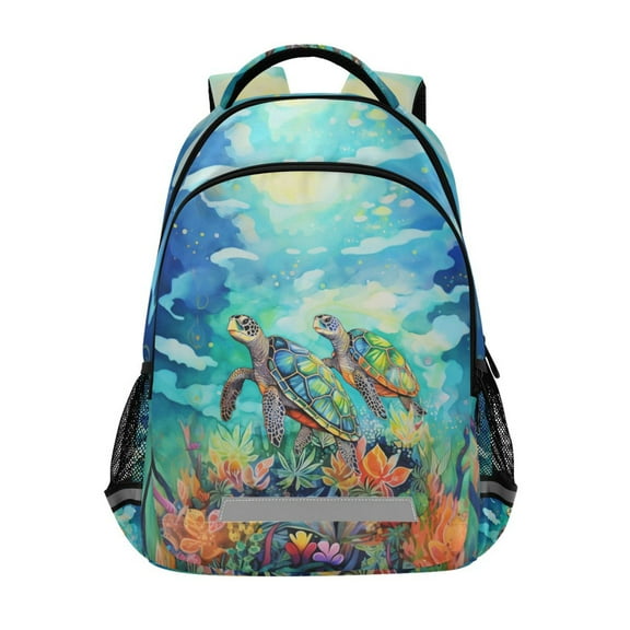 ALAZA Sea Turtles in Ocean Backpack Elementary School Bag Bookbag Travel Rucksack