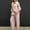 01 Pink, variant on YueHuiYing Casual 2 Piece Outfit for Women - Long Sleeve Shirt   Flare Pleated Wide Leg Pants Sets Streetwear