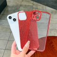 thumbnail image 6 of Compatible with iPhone 13 Mini Case for Women Girls, Glitter Luxury Cute Flexible Plating, Shockproof Full Camera Lens Protective Phone Cases for iPhone 13 Mini Cute 5.4''- Red, 6 of 12
