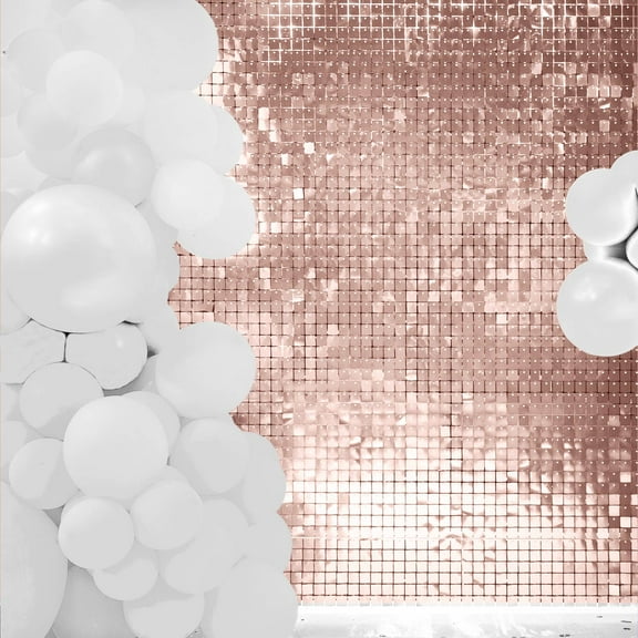 Efavormart 10 Panels | Ritzy Blush/Rose Gold Square Sequin Wall Party Backdrop Panels, Shimmer Backdrop, Active Spangle Wall Art Décor - 12"x12"