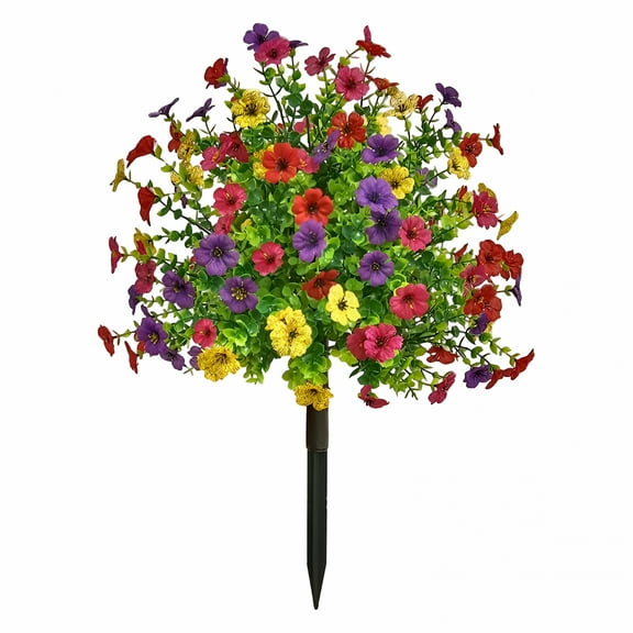 ZULAR Vibrant Artificial Red Flowering Shrub with Stake Lifelike Faux Plant for Indoor Outdoor Decor,UV Resistant