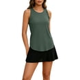 thumbnail image 3 of HAIJIE Women Ruffle Racerback Sleeveless Tank Top Curved Bottom Edge Loose Fit Daily Running Workout Casual Top Assorted Tone Selection Option (Army Green,L), 3 of 8
