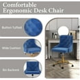 thumbnail image 4 of Velvet Swivel Office Desk Chair with Wheels, Height Adjustable Task Chair with Gold Base, Upholstery Makeup Vanity Chair with Button Tufted Back for Teens Women Girls, Navy Blue, 4 of 9
