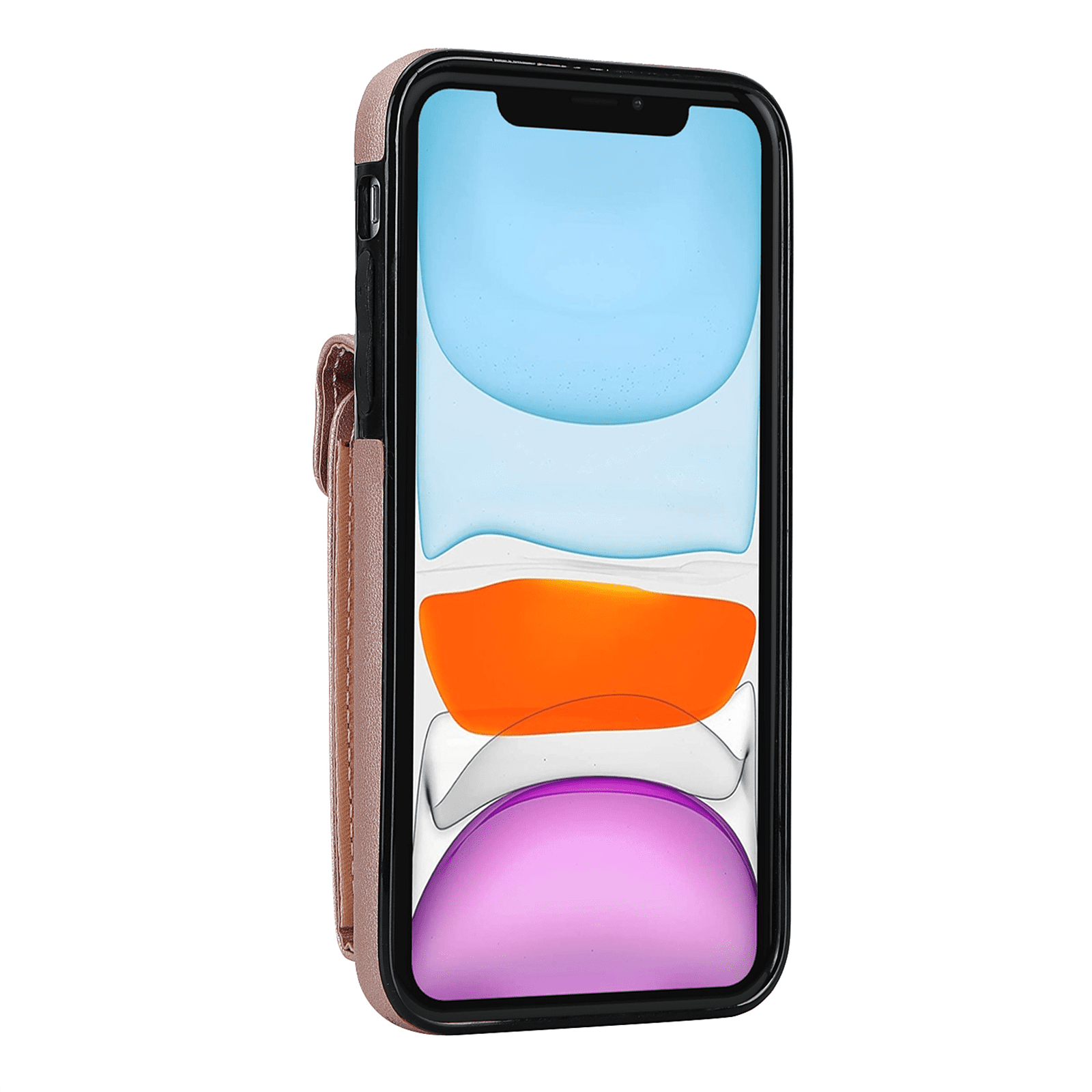 Asuwish Wallet RFID Blocking PU Leather Cell Phone Case with Tempered Glass Screen Protector, Wrist Strap for iPhone 11, Rose Gold
