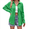 thumbnail image 2 of Camisas de Algodón para Mujer, de Larga, Estilo Boyfriend, con Cuello y Bolsillos. Verde XL, 2 of 10