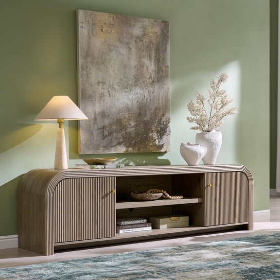 70" Modern Fluted Tv Stand With Stor Alder Grey