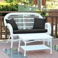 thumbnail image 6 of Jeco Santa Maria White Wicker Patio Love Seat And Coffee Table Set Without Cushion, 6 of 11
