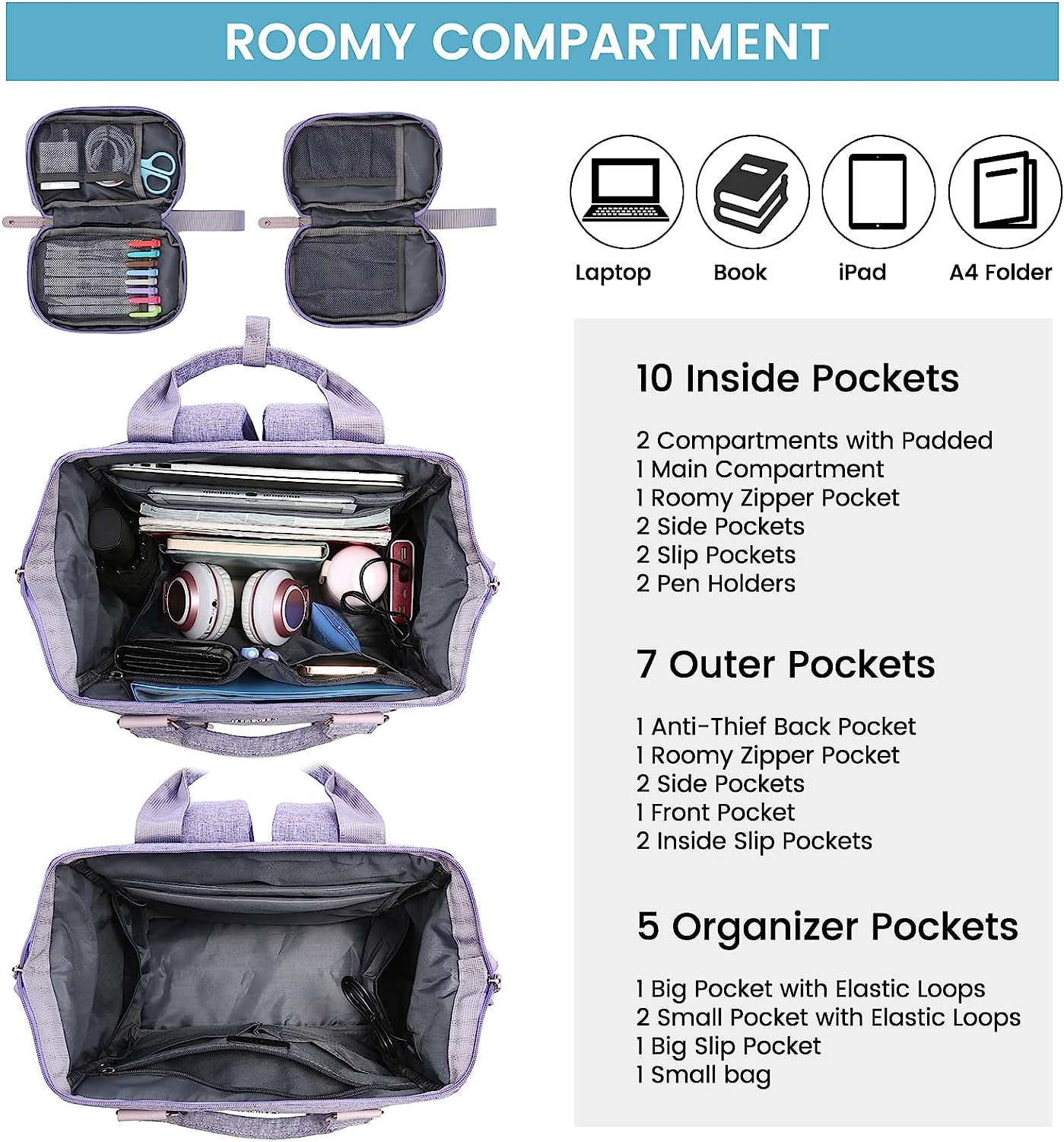 Lovevook Laptop Backpack for Women 15.6",Cute Work Travel Commuter Daypack,Nurse Doctor Teacher Backpack Purses College Computer Bookbag