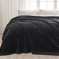 thumbnail image 1 of Biwat-Super Soft King Blanket Black Premium Silky Flannel Fleece 3D Ribbed Jacquard Lightweight Bed Blanket All Season Use (Black Ribbed, King(90"x110")), 1 of 4
