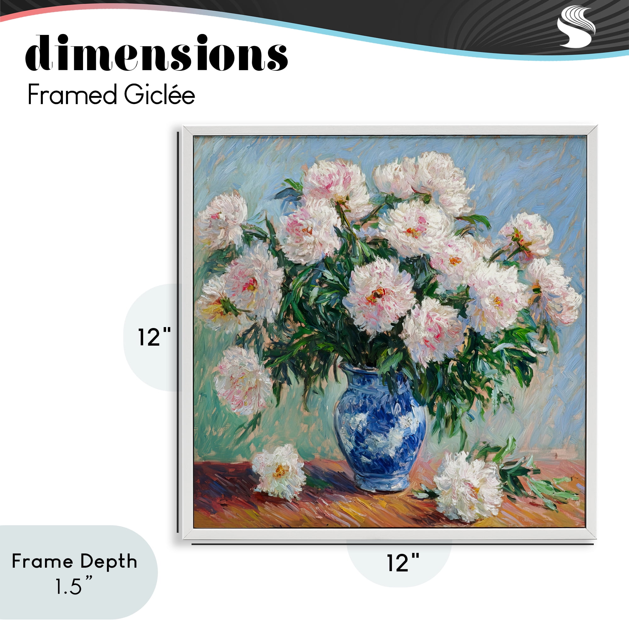 Stupell Industries Peonies in Blue Vase White Framed Giclee Art, design by Tina LeCour