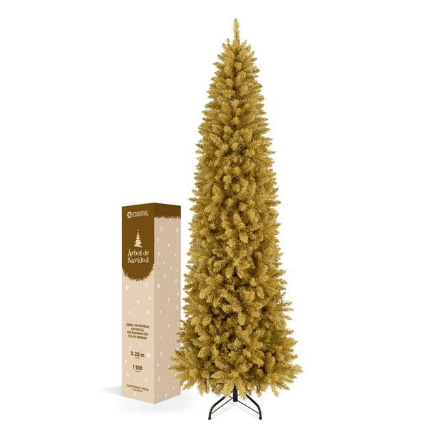 Árbol de Navidad Pino Canadiense Tipo Lápiz, Esquimal (Dorado, 2.20 m)