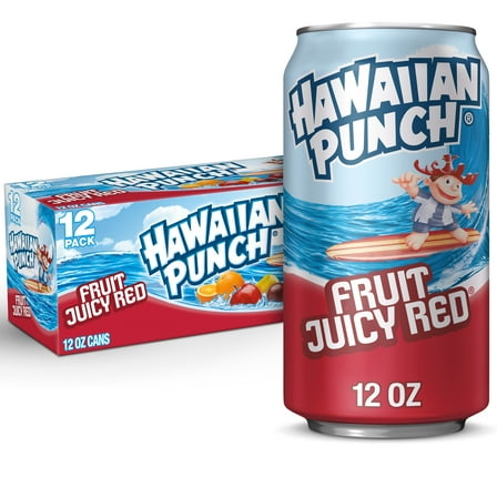 Hawaiian Punch Fruit Juicy Red Juice, 12 fl oz, 12 Count Cans