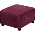 thumbnail image 1 of Cuxi Stretch Velvet Ottoman Slipcover, Square Footstool Cover with Elastic Bottom, Furniture Protector for Storage Stool, Machine Washable, Stool Protective Cover Red, 1 of 7