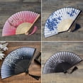 thumbnail image 2 of Chinese Style Handmade Landscape Bamboo Silk Folding Fan, Vintage Retro Style for Women Ladys Girls Small Bamboo Fan Ink Bamboo, 2 of 6