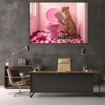 thumbnail image 5 of Mudket Framed Cheetah Reading Newspaper on Pink Toilet Canvas Wall Art, Funny Leopard Print Bathroom Wall Decor, Cute Animal Wall Art Ready to Hang - 12"L x 8"W, 5 of 10
