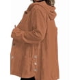 thumbnail image 3 of Women'S Fall Jacket with Hood Casual Button Down Hooded Long Sleeves Loose Corduroy Jackets with Pockets Light Brown L, 3 of 7