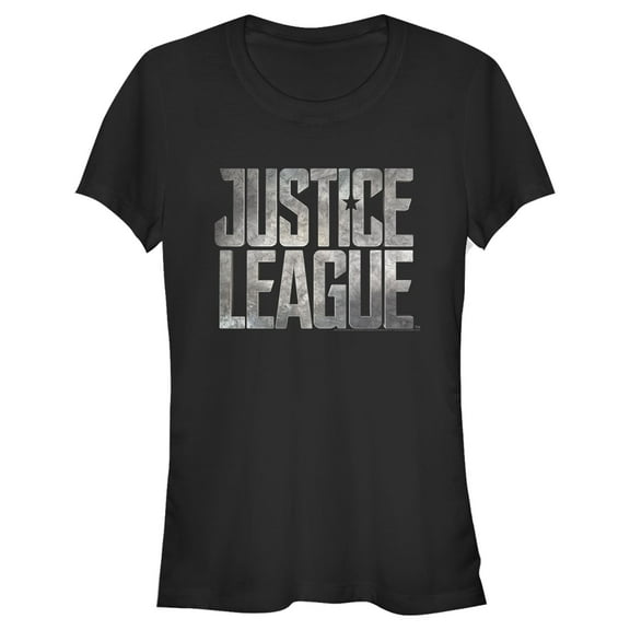 Junior's Zack Snyder Justice League Stacked Stone Logo  Graphic Tee Black Small
