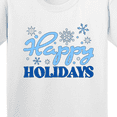 thumbnail image 4 of Inktastic Happy Holidays Blue Snowflakes Youth T-Shirt, 4 of 5