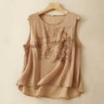 thumbnail image 2 of Tank Tops For Women Summer Cotton And Linen Embroidered Solid Color Vest Camisole Tops For Women, 2 of 7