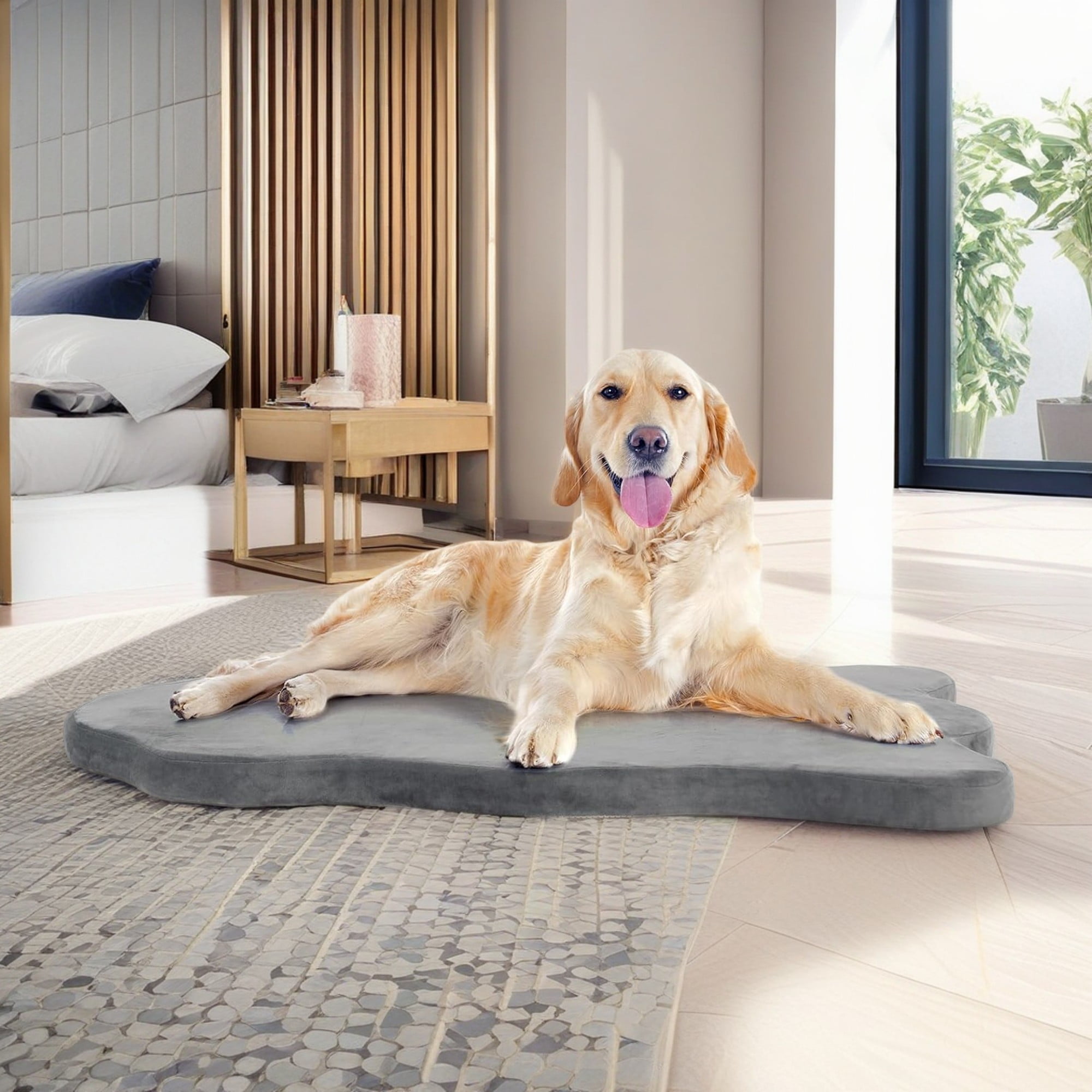 Kadyn 43" Orthopedic Dog Bed with Memory Foam Support for Large Dogs, 3" Thick Memory Foam Pet Bed with Removable Cover, Gray