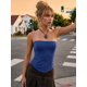 thumbnail image 3 of Tops de tubo lisos para mujer, ajustados, con lazo en la espalda, sin hombros, sin mangas, estilo urbano de verano y a la moda., 3 of 7