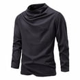 thumbnail image 2 of Comfy Sweatshirts for Men Men's New Pile Collar Fashionable Long Sleeved T-Shirt Solid Color Casual Breathable Base T-Shirt Long Sleeved Loose Hoodies for Men S-18 Dark Gray 3XL, 2 of 8