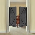 thumbnail image 2 of Swinging Door, Interior Pine Wood Cafe Doors, Auto Close Partition Door with 4 Hinges, for Hallway Porch Kitchen Bar Stairs Entrance, 35.43 * 35.43 in, Black, 2 of 9
