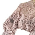 thumbnail image 4 of YM YOUMU Women Puff Long Sleeve Lace Mesh Hollow Out Blouse Shirt Sexy Crop Top, 4 of 4