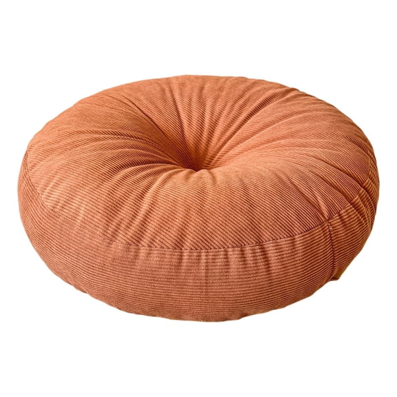 5" Extra Thick Floor Pillow Cushion for Adults, Meditation Cushion Pillow, Large Round Floor Sitting, Tufted Corduroy Cover, for Tatami Living Room or Yoga (18x18 Inch, Orange)