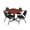 Cherry, variant on Romig Pillar 42 in. Square X-Base Breakroom Table- Maple & 4 Restaurant Stack Chairs- Black
