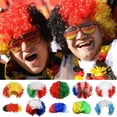 thumbnail image 1 of Peluca de color bandera para la peluca – Peluca afro tricolor explosión, fibra sintética ligera, gorra, talla única, accesorio reutilizable para ferias, 1 of 5