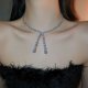 thumbnail image 4 of Gargantilla con diamantes de imitación, collar con diamantes de imitación y lágrima, collar largo brillante, joyería para mujeres y niñas, 4 of 5