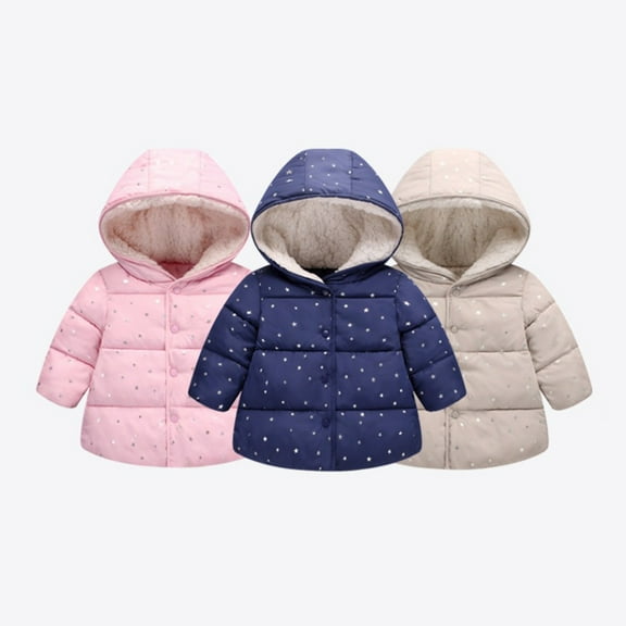Hicidod Toddler Winter Jackets with Hooded Cotton Warm Fleece Lined Down Coat Baby Boys Girls Windproof Thicken Outwear Clothes