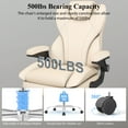 thumbnail image 6 of E-motie Home Office Chair with Flip-up Arms, Adjustable High Back Chair, Quiet Nylon Wheels, Beige, 6 of 10