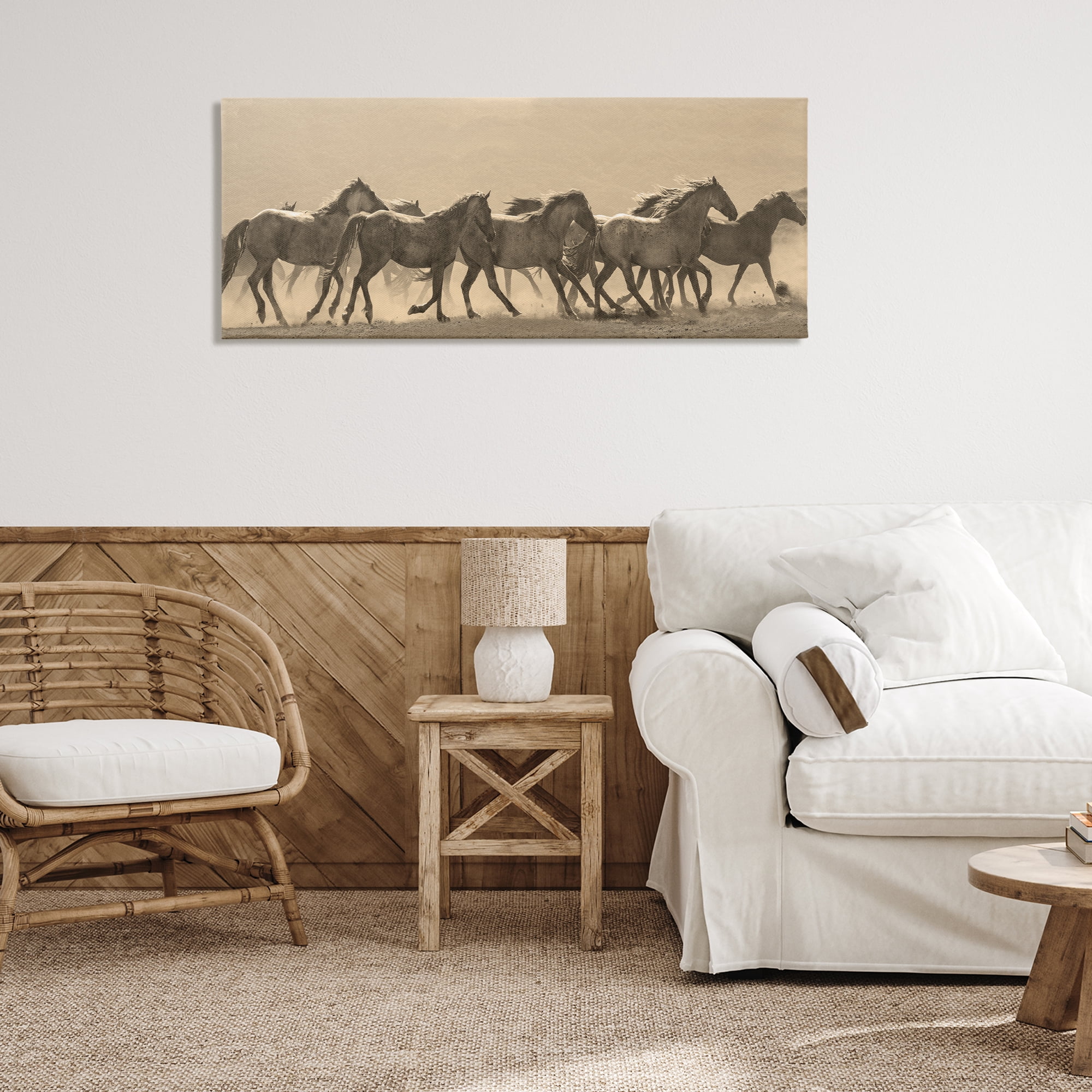 Stupell Industries Western Horses Gallop Animals Photography Wrapped Canvas Art Print Wall Art, 48 x 20