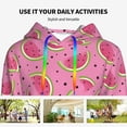 thumbnail image 4 of Lsque Watermelon Pattern Casual Women's Hoodie,Hooded Sweatshirt with Kangaroo Pocket,Pullover Hoodie with Eye-catching Drawstrings-Small, 4 of 7