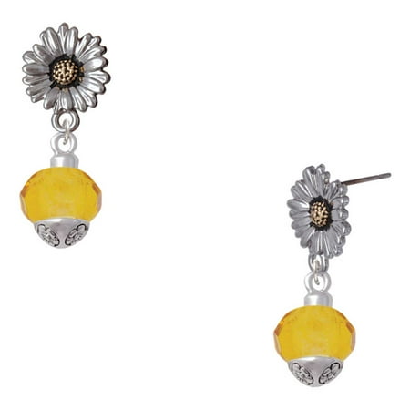 Delight Jewelry Silver-tone 12mm Faceted Yellow Glass Spinner – Two-tone Daisy Flower Post Earrings Delight Jewelry Silver-tone 12mm Faceted Yellow Glass Spinner – Two-tone Daisy Flower Post Earrings