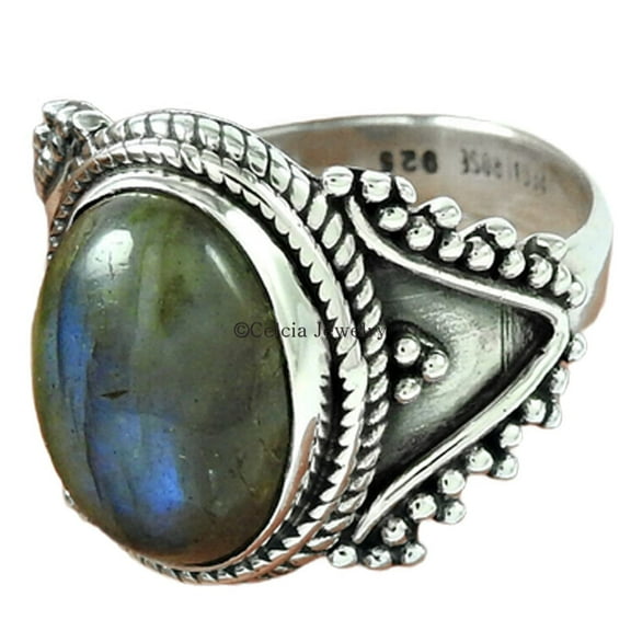 Natural Labradorite Gemstone Ring, Solid 925k Sterling Silver Ring, Organic Ring, Boho Ring, Solitaire Ring, Proposal Ring, Metaphysical Ring, Beautiful Ring, Gifts For Women (labradorite, 7)