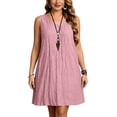 thumbnail image 6 of Kukoosong Women's Sleeveless V-Neck Tank Dress with Pockets, Midi Casual Loose Flowy A-Line Dress, Boho Summer Beach Dress, 6 of 7