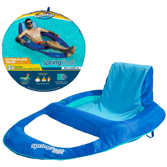 SwimWays Spring Float Recliner XL Inflatable Pool Lounge Chair with Backrest, Pool Float for Adults